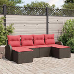 vidaXL Ensemble de canapé de jardin 6 Pièces Marron Poly Rattan