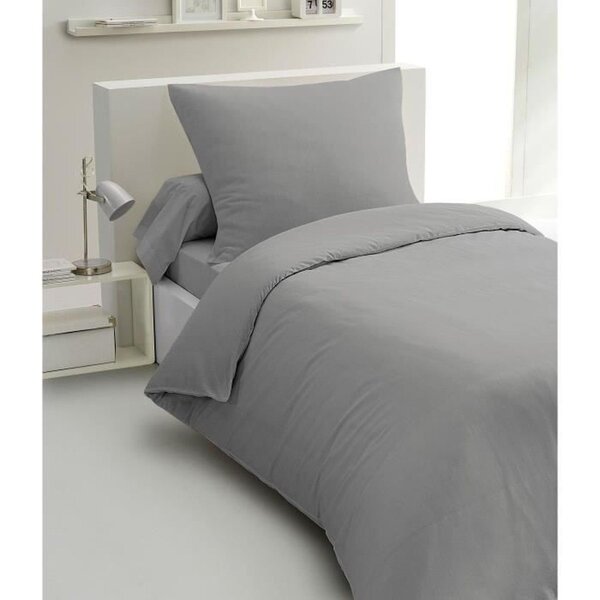 Parure de couette 2 pièces HP72080 - microfibre 82 g - 140 x 200 cm - Gris clair