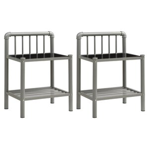 vidaXL Tables de chevet 2 Pièces Gris et noir Métal et verre