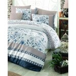 Parure de lit - housse de couette 220 x 240 + 2 taies d'oreiller 60 x 60 coton renforcé - Bleu