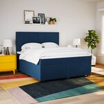 vidaXL Sommier à lattes de lit avec matelas Bleu 180x200 cm Tissu