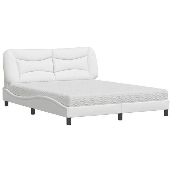 vidaXL Lit avec matelas Hvar blanc 160x200 cm similicuir