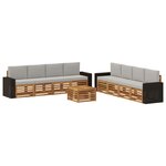 vidaXL Ensemble de canapés d'extérieur 9 pc Naturel et gris clair