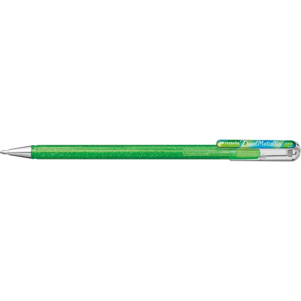 Roller encre gel métallique Dual Metallic  Vert clair + Bleu/Rouge métallique PENTEL