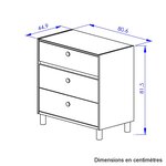 Commode 3 tiroirs rose blanc