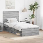 vidaXL Cadre de lit Gris Sonoma 90 x 190 cm Bois de pin massif