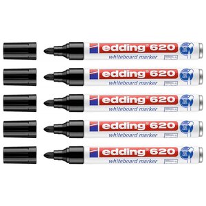 Marqueur pour Tableaux blancs 620 Noir Corps Alu Pointe Ronde 1 5-3 mm x 5 EDDING