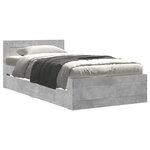 vidaXL Cadre de lit avec tête de lit gris béton 90x200 cm