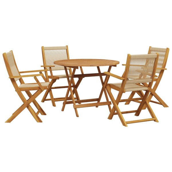 vidaXL Ensemble à manger de jardin 5Pièces beige polypropylène et bois