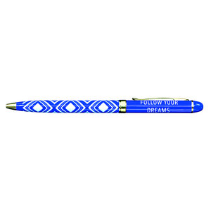 Stylo fin en métal laqué bleu - Follow your dreams