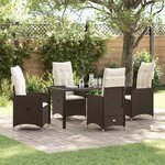 vidaXL Ensemble de salle à manger pour jardin 5 Pièces Marron Poly rotin