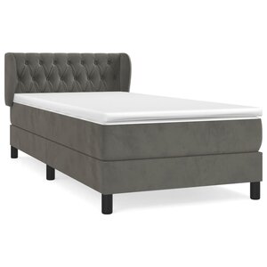 vidaXL Sommier à lattes de lit et matelas Gris foncé 90x200 cm Velours