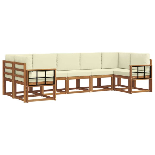 vidaXL Ensemble de canapés d'extérieur 7 Pièces Naturel et Crème
