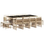 vidaXL Ensemble à manger de jardin et coussins 13 Pièces beige