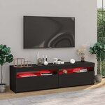 vidaXL Meubles TV 2 Pièces avec lumières LED Noir 75x35x40 cm