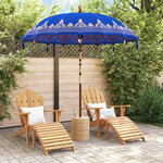 vidaXL Parasol balinais 260 Bleu 210-220 cm Coton et bois massif