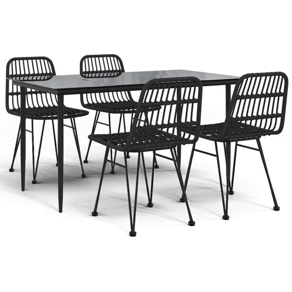 vidaXL Ensemble à manger de jardin 5 Pièces Noir Résine tressée