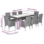 vidaXL Ensemble à manger de jardin et coussins 9 Pièces beige rotin verre