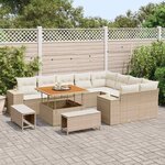 vidaXL Ensemble de canapé de jardin 12 Pièces Beige polyrotin