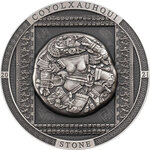 Monnaie COYOLXAUHQUI STONE Antiqued Archeology Symbolism 3 Oz Argent 20$ Cook Islands 2021