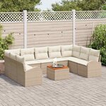 vidaXL Ensemble de canapé de jardin 10 Pièces Beige et blanc