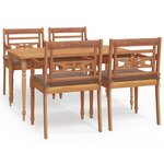vidaXL Ensemble à manger de jardin coussins 5 Pièces Bois de teck massif