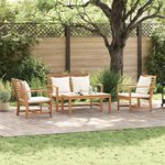 Ensemble de canapé de jardin 4 Pièces Naturel Bois de teck solide