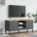 vidaXL Meuble TV FLORO gris 114x43x55 cm bois massif de pin