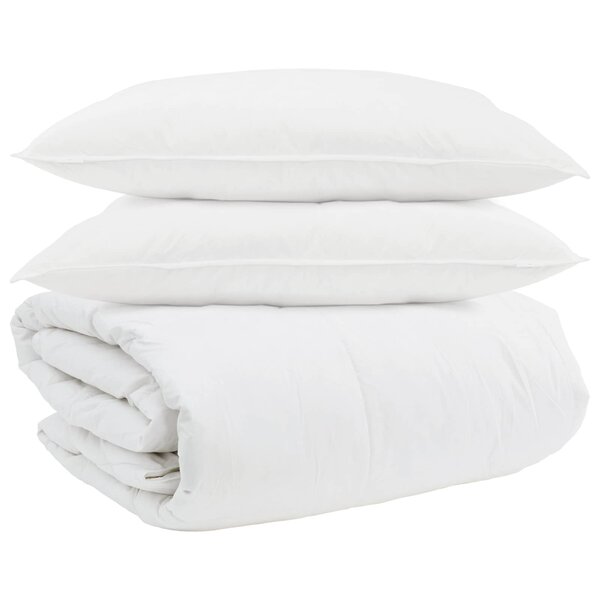 vidaXL Ensemble de Duvet avec oreiller 3 pièces Blanc Plume de canard