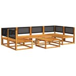 vidaXL Ensemble de canapés de jardin 7 pièces avec coussins en bois d'acacia et rotin