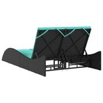 vidaXL Chaise longue avec coussins Noir 114x205x73 cm Résine tressée