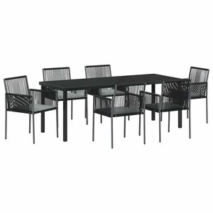 vidaXL Ensemble de salle à manger pour jardin 7 Pièces Noir Poly rotin