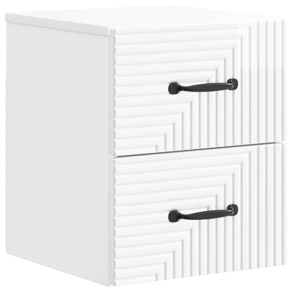 vidaXL Cabinet de chevet mural Blanc brillant 34 5 x 33 x 40 cm