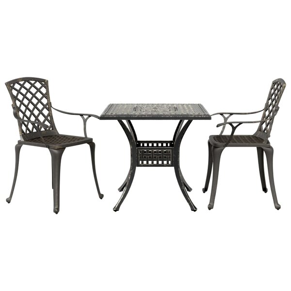 vidaXL Ensemble de bistrot 3 Pièces bronze aluminium coulé