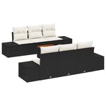 vidaXL Ensemble de canapé de jardin 7 pièces avec coussins en poly rotin noir et acacia