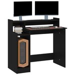 vidaXL Bureau avec lumières LED noir 97x45x90 cm bois d'ingénierie