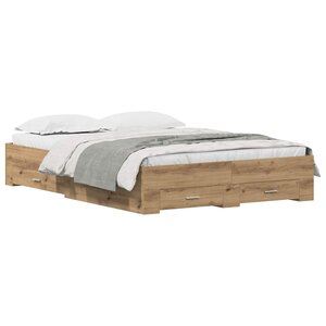 vidaXL Cadre de lit Chêne artisanal 135 x 190 cm Bois d'ingénierie