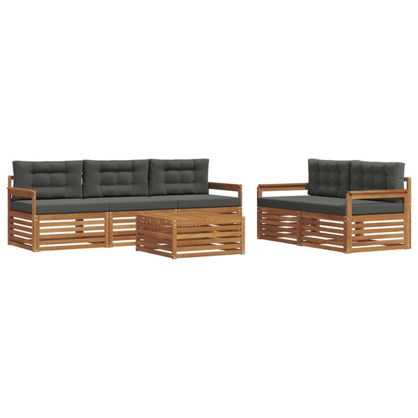 vidaXL Ensemble de canapés d'extérieur 6 pc Naturel et Anthracite