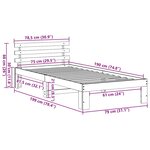 vidaXL Cadre de lit Marron 75 x 190 cm Bois de pin massif