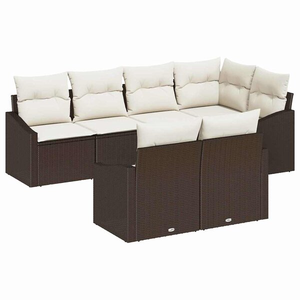 vidaXL Ensemble de canapé de jardin 7 Pièces Marron Poly rotin