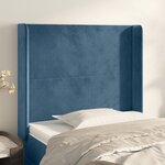 vidaXL Tête de lit avec oreilles Bleu foncé 83x16x118/128 cm Velours
