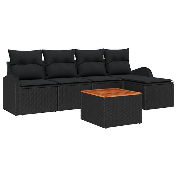 vidaXL Ensemble de canapé de jardin 6 Pièces Noir
