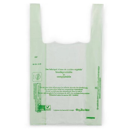 Sac biorsourcé à bretelles en liasse vert 26x45x12cm (lot de 500)