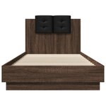 vidaXL Cadre de lit tête de lit et lumières LED chêne marron 100x200cm