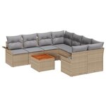vidaXL Ensemble de canapé de jardin 9 Pièces Beige Poly rotin