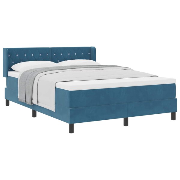 vidaXL Lit à ressorts avec matelas Bleu foncé 200 x 160 cm Polyester