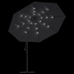 vidaXL Parasol de jardin en porte-à-faux avec lumières LED noir 350 cm