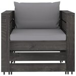 vidaXL Salon de jardin 2 Pièces avec coussins Bois imprégné de gris