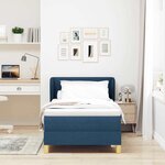 vidaXL Lit à Ressorts avec Matelas Crème 90x200 cm Tissu Bleu