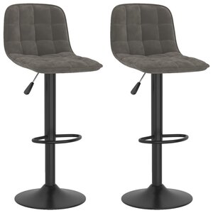vidaXL Tabourets de bar lot de 2 gris foncé velours